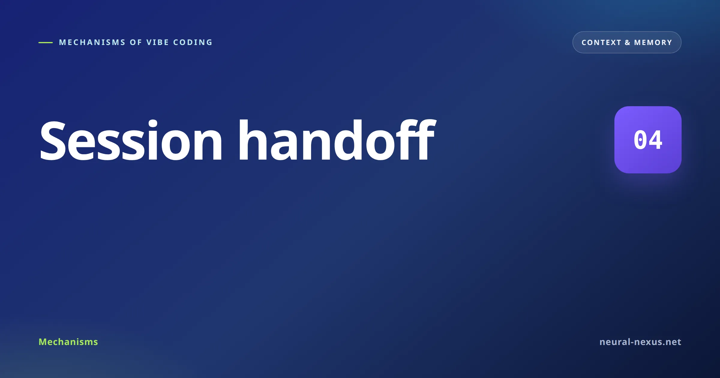 Mechanisms of Vibe Coding featured image — Session handoff (Context & memory)